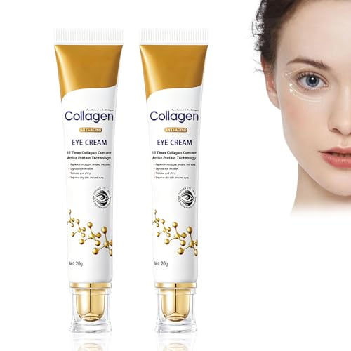 LAKVIL 2 PCS Contorno De Ojos Antiarrugas, Crema para Ojos con Colágeno, Antiarrugas Eye Cream Bolsas y Ojeras, Antiedad, Contorno de Ojos Antiarrugas Mujer y Hombre (20g*2)