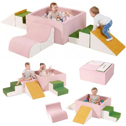 Image of Foam Climbing Toys for Toddlers with Large Ball Pit | Climbing Blocks, Soft Play Climb and Crawl Activity Playset, Toddler Play Crawling Climbing Sliding Indoor(Excluding Balls)