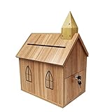 FixtureDisplays® Engineered Wood Tithes Offering Donation Box with Christian Cross, Church, Collection Boxes, Charity Boxes 14.5 X 10.4 X 20.3