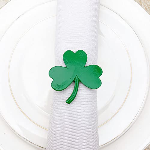 Toofd 6 Pieces St.patrick's Day Shamrock Napkin Rings For Dining Table Setting, Green Lucky Clover Napkin Holders Dinner Tables Decoration For St. Patrick's Day Holiday Spring Dinners Table Decor #TOP5