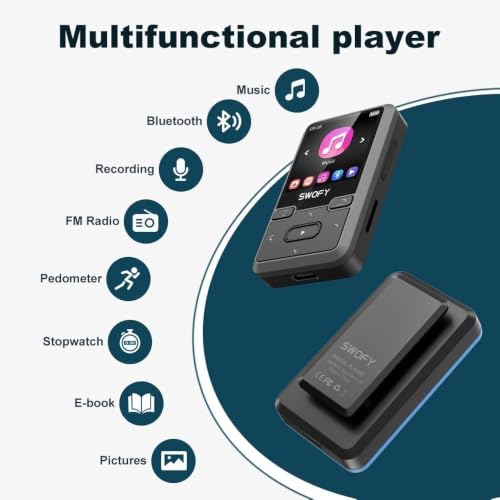 Image of 32GB Clip MP3 Player with Bluetooth 5.0, Portable Music Player with FM Radio & Voice Recorder, E-Book, Ideal for Running & Workout, Supports up to 512GB, Earphones Included