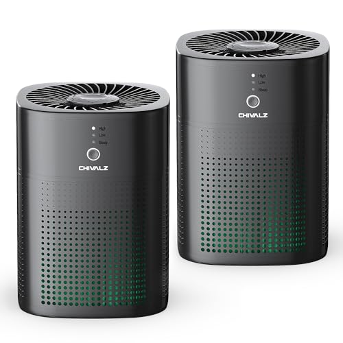 2-Pack CHIVALZ MR1800 HEPA Air Purifier for Bedroom Home, 24dB, Black
