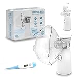 Aerosol Portatile Silezioso Mesh Ultrasuoni Adulti Bambini Usb-C Ricaricabile 2 velocità Termometro Digitale Apparecchio macchina Aerosol Nebulizzatore Lavaggio Nasale 2 Maschere un Boccaglio