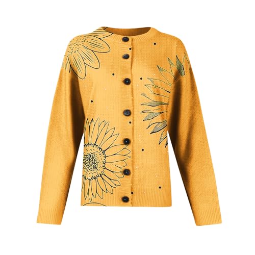 Floral Cardigan Sweater for Women 2025 Button Down Cable Knit Sweater Coats Lightweight Fall Outerwear Outfits3