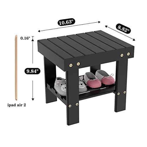 Zhuoyue Shower Stool Foot Rest Wood Step Stool Shaving Legs For Inside Shower Foot Stool For Kids Adults Black #TOP5