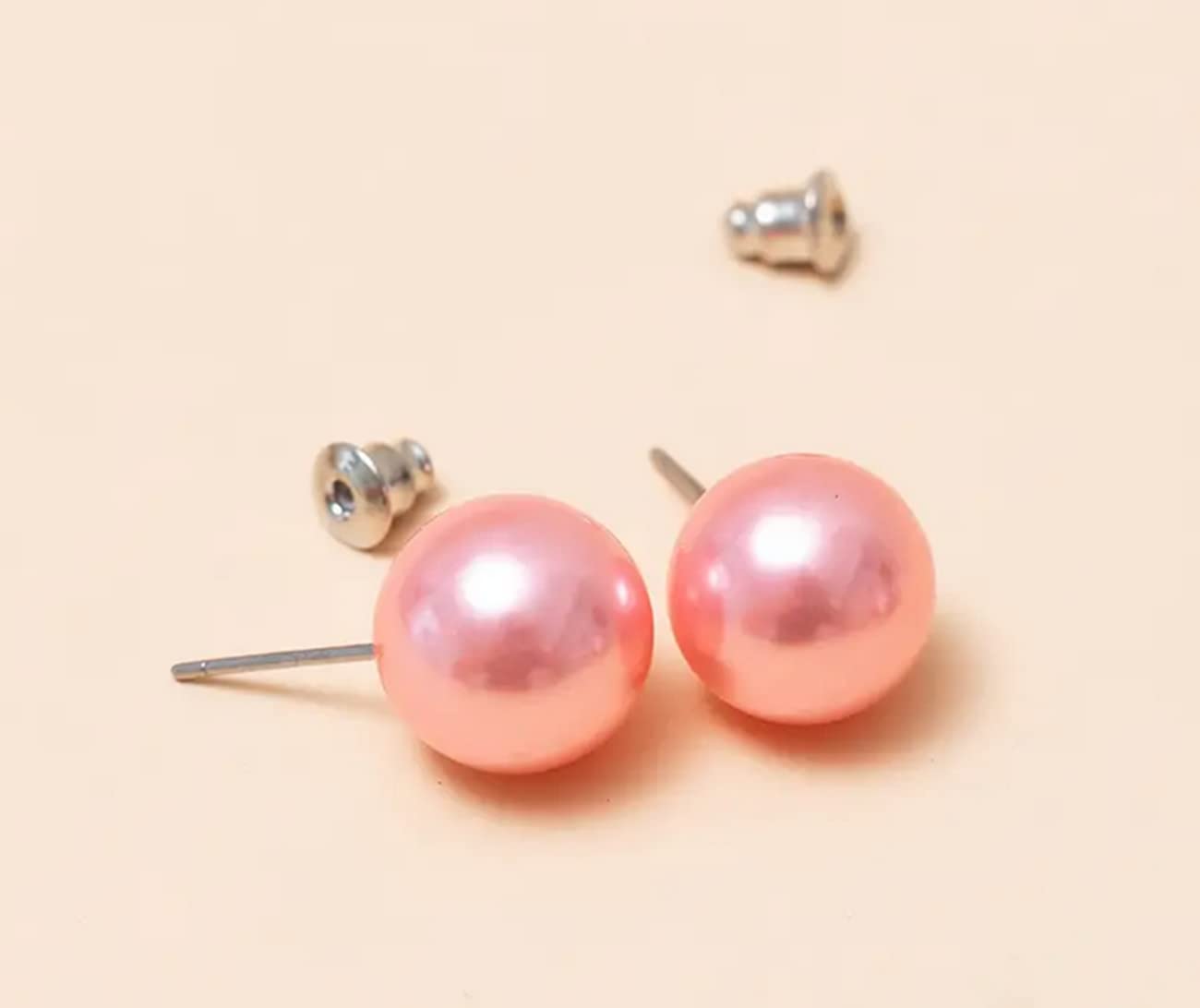 JewelryWe Pendientes de tuerca mezcla de colores acero inoxidable de mujer bola de perla coloridos pendientes 12 pares hipoalergénicos