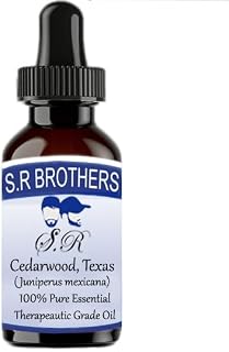 S.R Brother Cedarwood Texas (Juniperus Mexicana) Pure & Natural Therapeautic Grade Essential Oil with Dropper 100ml