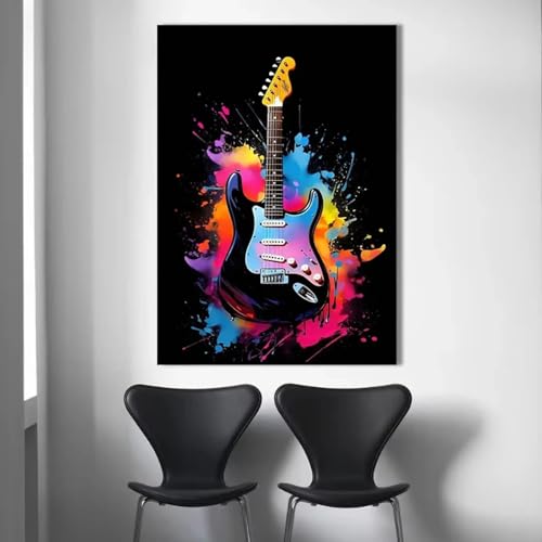 Décoration murale musique guitare électrique affiche sans cadre