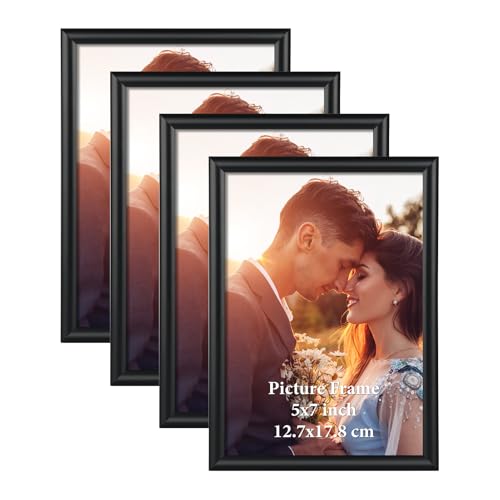 Ditwis 4 Pezzi di Cornice 13x18, Cornici Nere adatta per Foto e Immagini, Portafoto per Soggiorno, Camera da Letto e Ufficio