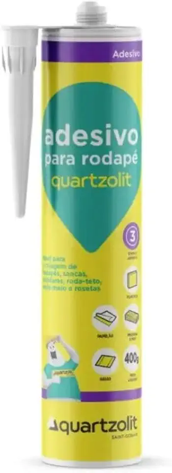 Selante Cola Para Rodapé 400g Madeira Mdf Cerâmica Gesso Isopor Quartzolit