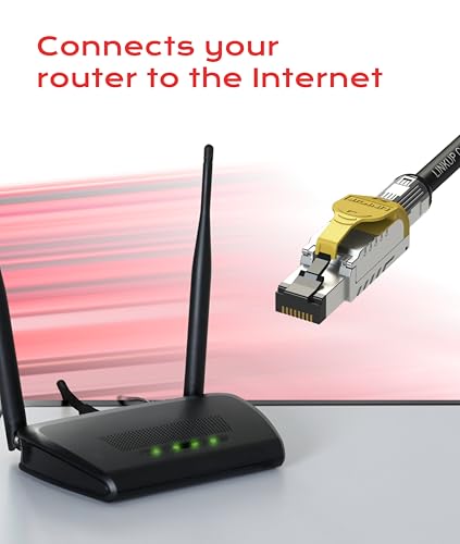 Image of LINKUP Cat 8 Ethernet Cable | Long Internet Cord | High Speed LAN Connection | RJ45 connectors | Use with Cat 5 / Cat 6 / Cat 7 | Optimal for Gaming