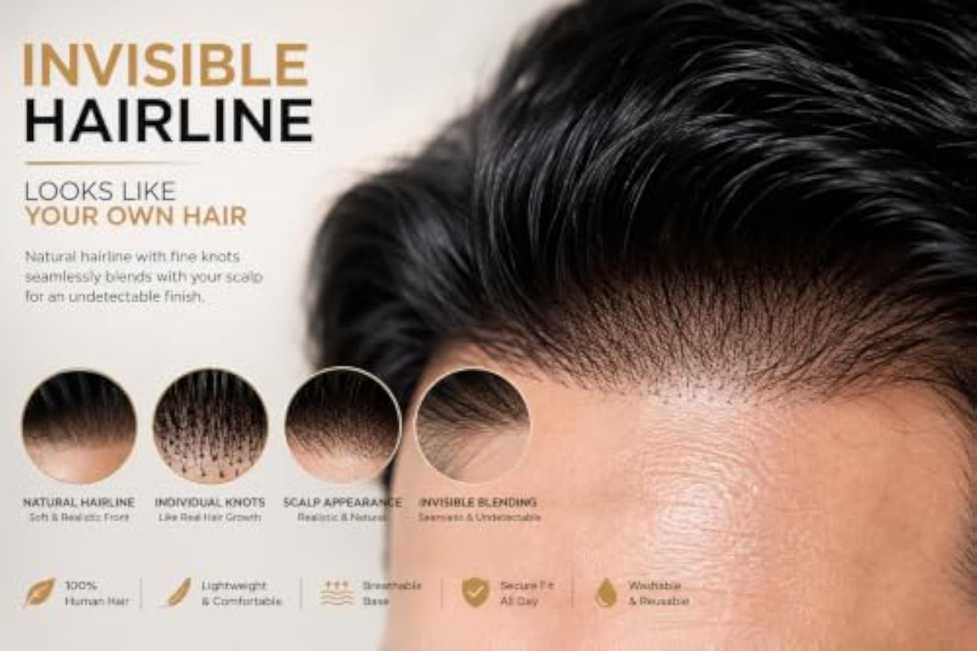 Men's Monofilament Hair Patch Toupee