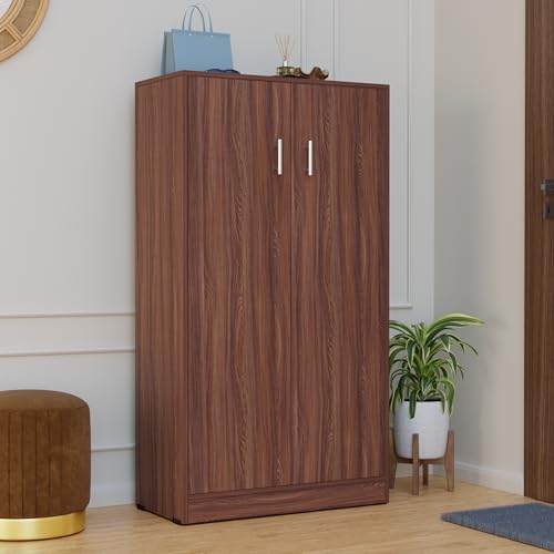Image of FURNIFLIX Engineered Wood 7 Shelves Shoe Rack for Living Room Office Home Hall Wooden Shoe Cabinet Furniture - Walnut Finish