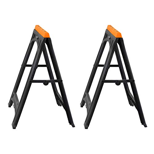 MEIJIA 2-Pack Portable Folding Sawhorses With Folding Legs Lightweight Trestle Work Bench,Support Large Weight Capacity