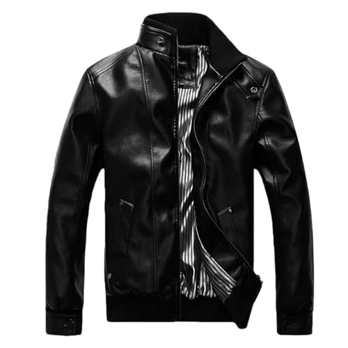 Veste de motard en similicuir homme col montant coréen finitions haut de gamme