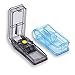 GeekerChip Tablettenteiler[2 Stück]Pillenteiler,Medikamententeiler,für Große und Kleine Tabletten,Medikamententeiler mit Aufbewahrungsfach,teilt Pillen exakt(Blau+Schwarz)