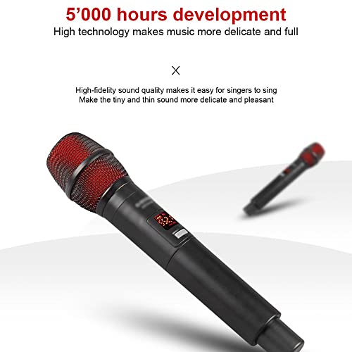 Wireless Microphone System Dual Bluetooth Cordless Portable Microphone Set, Metal Dual Professional Uhf Cordless Dynamic Mic Handheld Microphone System Singing, Party, Speech, Meeting, Church #TOP5