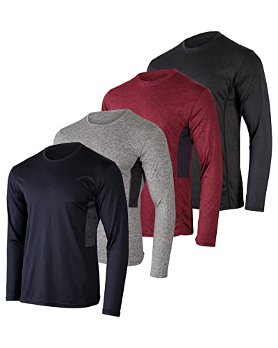 4 Pack:boys Girls Youth Teen Active Wear Athletic Quick Dry-Fit Moisture Wicking Performance Basketball Gym Essentials Sport Long Sleeve Crew Undershirt Tee Top Top-Set 5, Large #TOP20