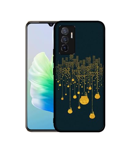 Image of City Light Pattern Design Premium 2D Printed Metal Back Case Cover for Vivo V23E 5G / Y75 4G