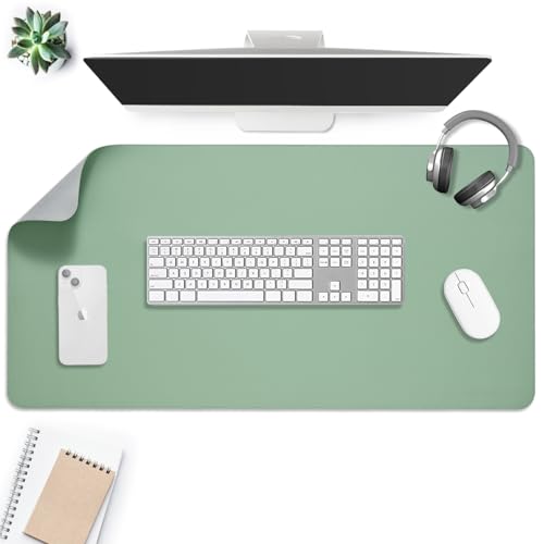 Image of Aropana Anti-Slip Extended Mouse Pad | PU Vegan Leather Desk Mat | Large Computer Desk Protector Pad with Suede Base for Keyboard, Laptop, Office & Home (90x45CM, Turquoise)