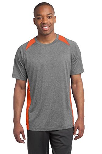 Sport-Tek Heather Colorblock Contender Tee S Vintage Heather/ Deep Orange