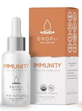 DropRx Immunity by Dr. Nicole Saphier – Elderberry, Echinacea & Garlic Supplements for Immune System Support, Organic, Non-GMO, Vegan, Gluten-Free, Kosher, Made in USA (2 Fl Oz)USDA Organic