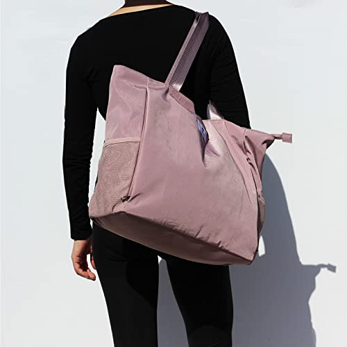 ESVAN Yoga Mat Bag Yoga Tote Carrier Shoulder Bag Carryall Tote for Office,Yoga,Pilates,Travel,Beach and Gym (B pinkish purple)