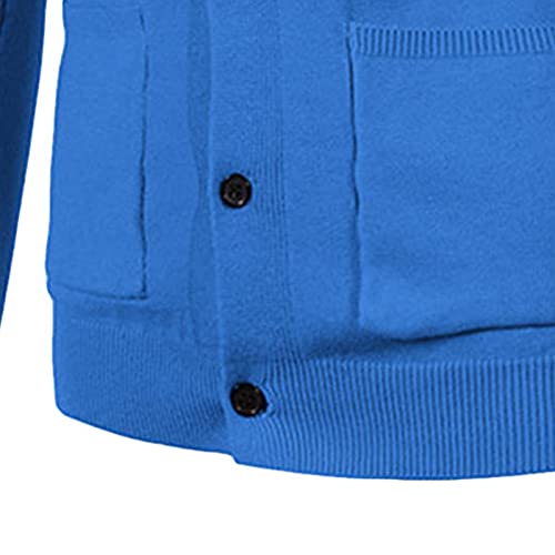 Men's Knit V Neck Buttons Cardigan Wool Blend Cable Cardigan Sweater Vintage Stand Collar Overcoat With Pockets4