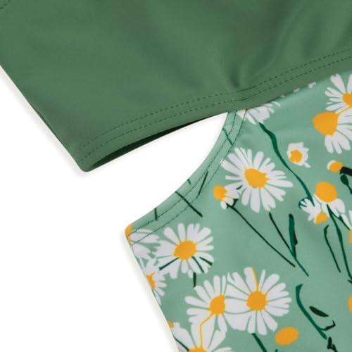 Image of Alakuoti Girls One Piece Swimsuits Cutout Ruffle Bathing Suit Quick Dry Beach Swimwear with Adjustable Strap 5-14 Years