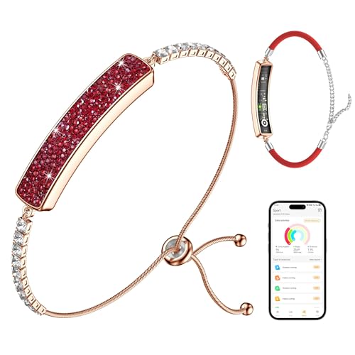 Image of Smart Bracelet for Women - Fitness Tracker with Heart Rate, Sleep & Step Tracking, 1ATM Water Resistant, Multi-Sport Modes, Fitness Tracking Wearable with Free App, 2 Bands (Red)