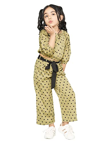 Image of LILPICKS Girl's Polka Dot Coordinated Pant Set (Green)