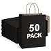BagDream 50Pcs Gift Bags 8x4.25x10.5 Inches Paper Bags Shopping Bags Kraft Bags Retail Bags Party Bags Merchandise Bags Black Paper Gift Bags with Handles Bulk