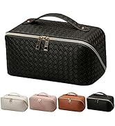 GOLDORANGE Everything Cosmetic Bag, 2023 New big checkered Makeup Bag with Handle Divider Portabl...