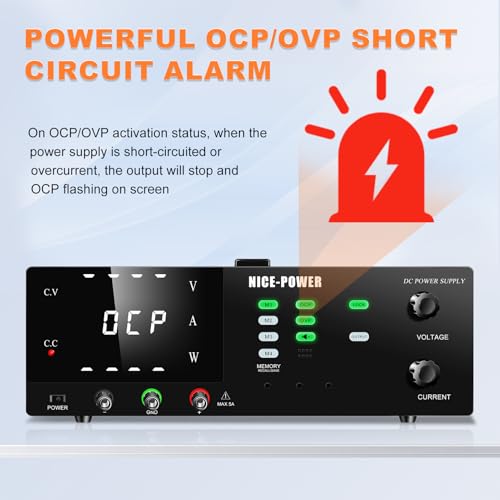 Image of NICE-POWER DC Power Supply Variable, 30V 40A 1200W High Power Switching DC Regulated Bench Power Supply with Output Switch, OCP & OVP, Memory Function, Encoder Knob, 4-Digit LED Display, Lock Button