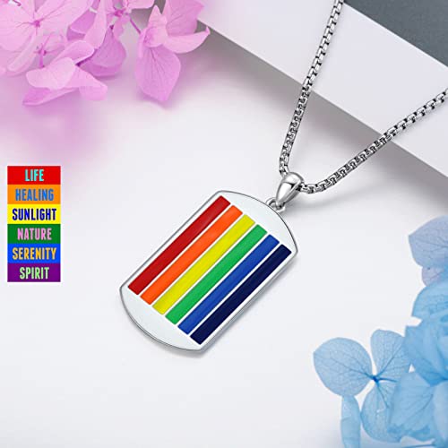 Rainbow Necklace 925 Sterling Silver Personalized Dog Tag Pendant Lgbt Necklace For Men Women Unisex Gay Lesbian Bisexual Pride Jewelry #TOP4