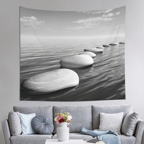 Tapisserie imprimee pierres zen JEJEA decoration murale de chambre
