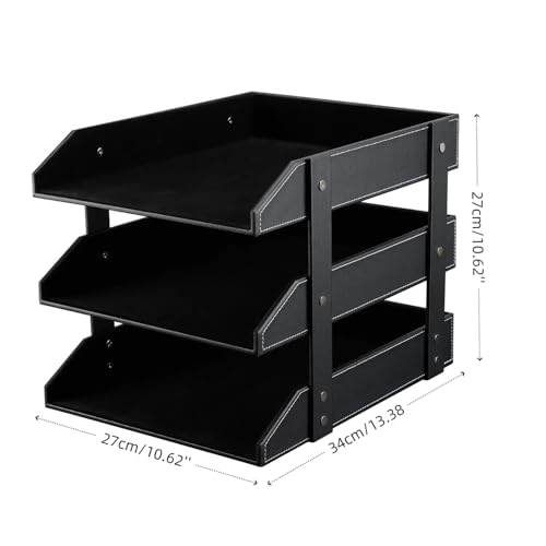 KINGFOM™ A4 Leder Briefablage (3 Schubladen-schwarz)