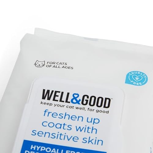 Well & Good Unscented Hypoallergenic Deodorizing Cat Wipes, Count of 100