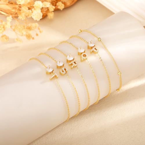 Image of NECOCY Initial Heart Diamond Anklets for Women Waterproof, Non Tarnish 14k Gold Plated Letter Ankle Bracelets Dainty, Summer Beach Bikini Jewelry Gifts for Women