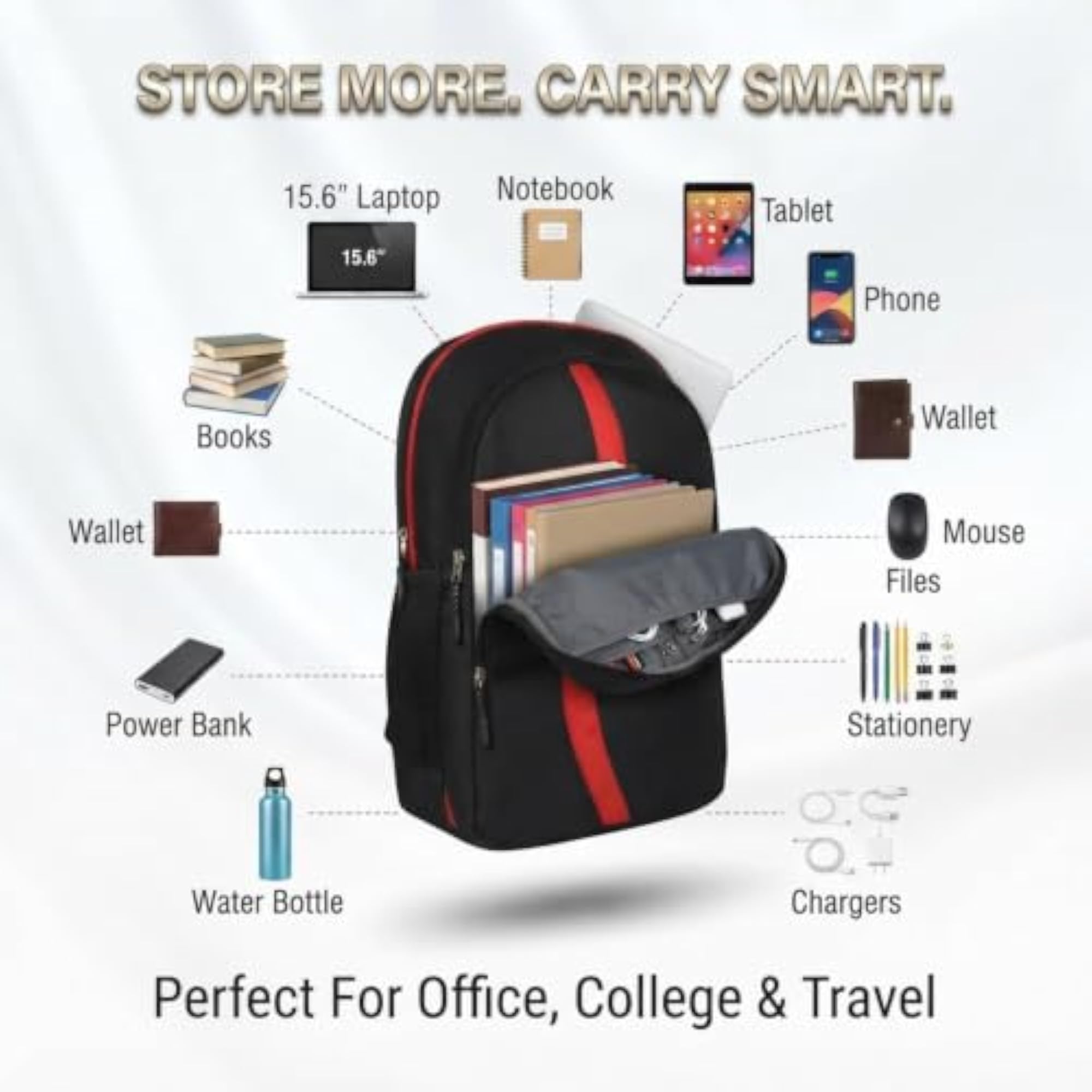 Office Laptop Backpack for Men & Women, 15.6 Inch & Water Resistant