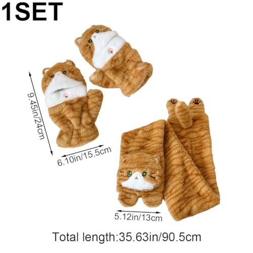 Bufandas y guantes de gato para invierno con forro polar 5