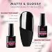 Makartt 3pcs No Wipe Matte Gel Top Coat and Base Coat Kit, Soak off UV LED Gel Base and Top Coat Gel Nail Polish Long Lasting Gloss Shiny Matte Finish Clear Nail Varnish Set