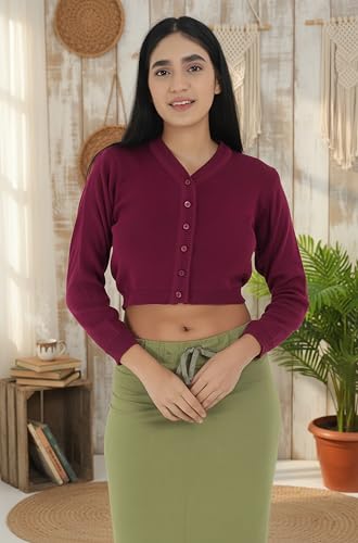 Image of Women Woolen Full Sleeves Blouse for Winters (Ready to Wear, Purple Colour, Size 36)