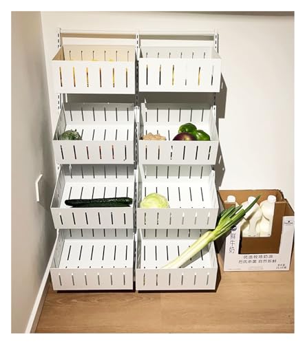 Estante de exhibición de frutas con 4 niveles y ruedas para supermercado