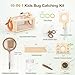 Wooden Bug Catcher Kit for Kids, 16-in-1 Outside Toys for Toddlers STEM Outdoor Explorer Set with 3-Way Observation Habitat, Butterfly Net, Magnifying Glass, Educational Gift for Boys Girls Ages 3-8