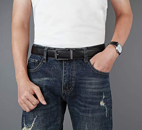 Image of Lingli Men's Belt,Ratchet Dress Belt with Automatic Buckle Brown /Black-Trim to Fit-35mm wide