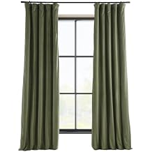 HPD Half Price Drapes Signature Velvet Thermal Blackout Curtains for Living Room 108 Inch Long 1 Panel Rod Pocket Insulated Blackout Curtains for Bedroom Window Curtains, 50W x 108L, Hunter Green