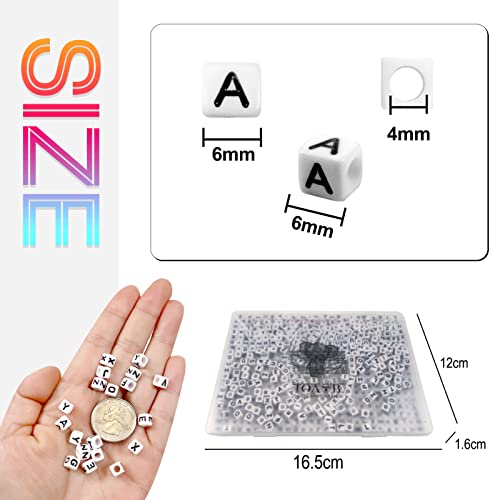Toaob 800Pcs White Acrylic Alphabet Letter Beads 6Mm Letter A To Z Cube Beads For Diy Jewelry Making Bracelets Necklaces Key Chains #TOP1