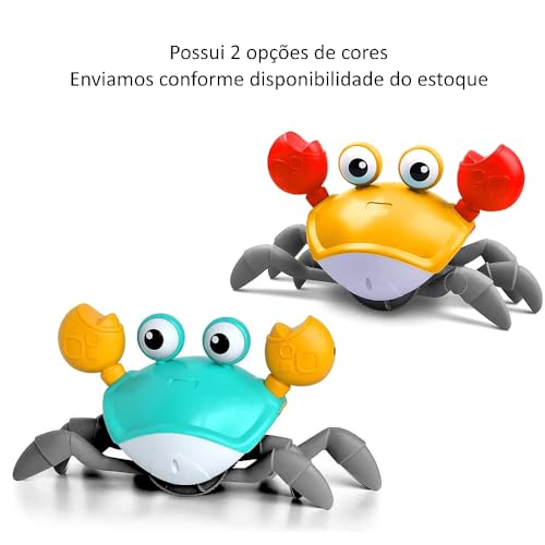 Caranguejo Sr Joe Fujão Brinquedo Infantil que Anda c/Sensor e Som Robozinho Musical para Crianças