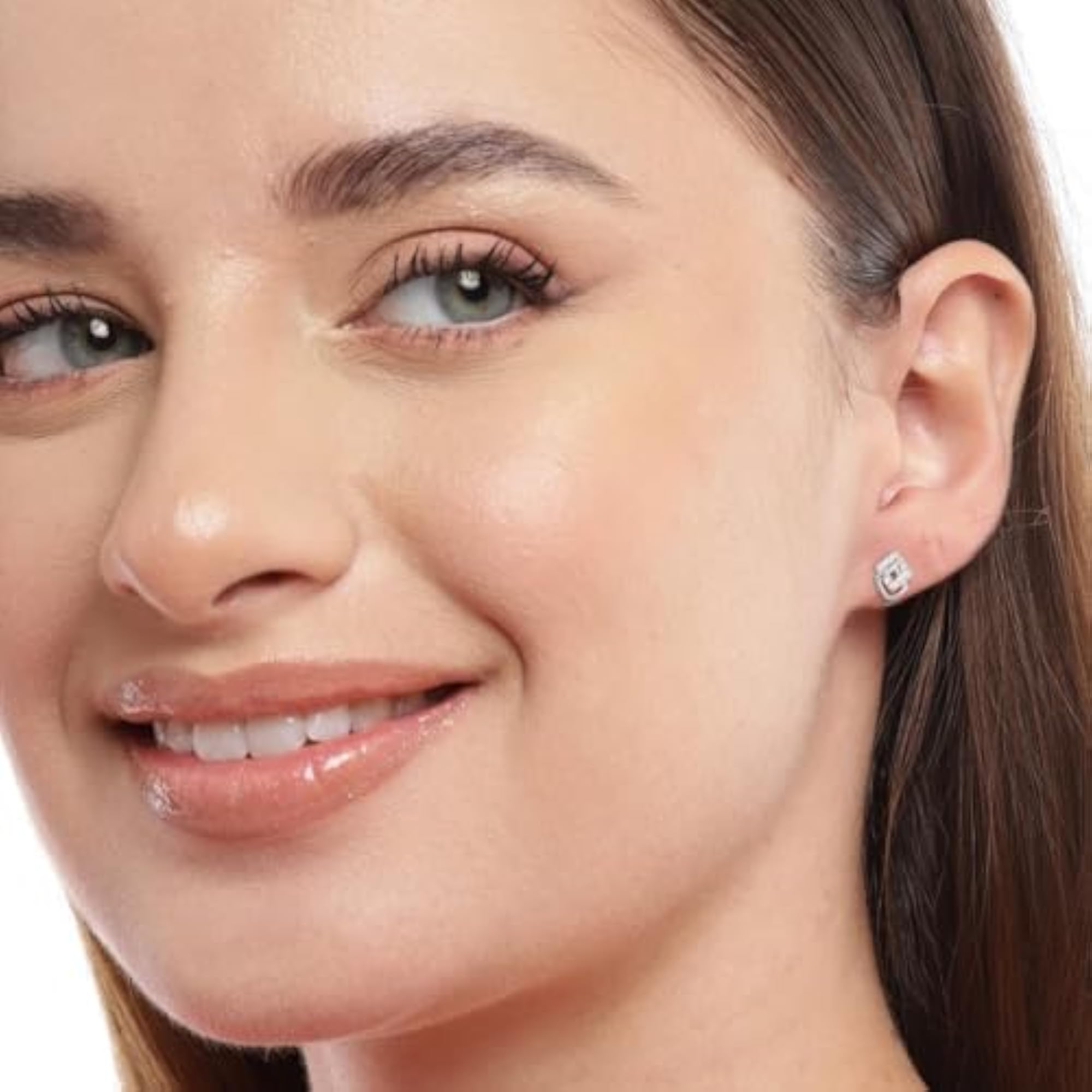 925 Silver CZ Rhodium Stud Earrings